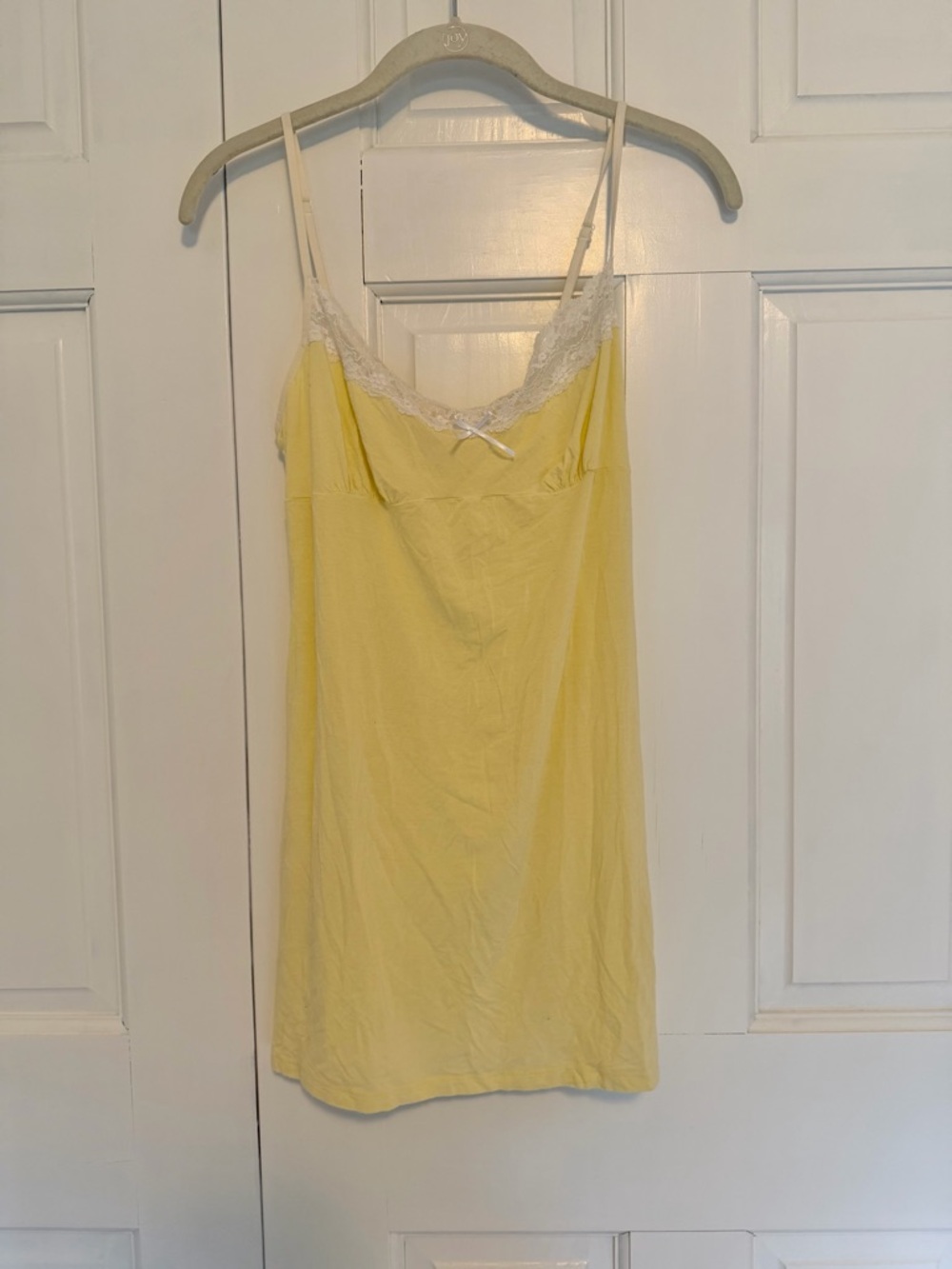 Victoria's Secret Women's Large Yellow Lace Trim Slip Chemise Nightgown